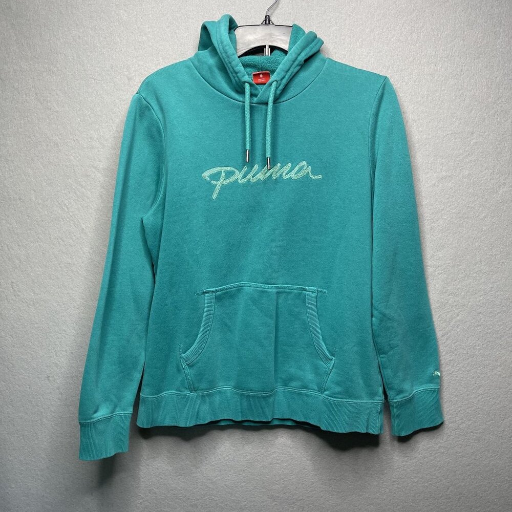 Puma Pullover Sweater Womens Size XL Sporty Athletic Embroidered Logo Pockets